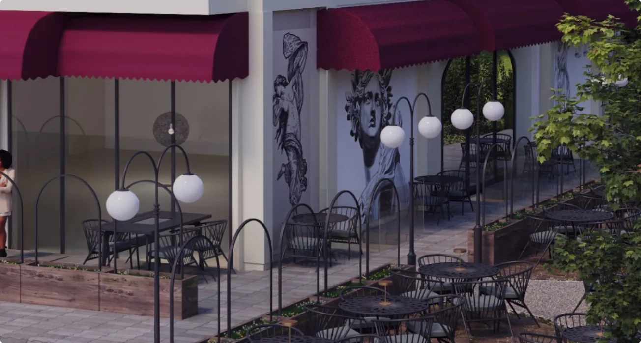 Garten des Restaurants Ottimo
